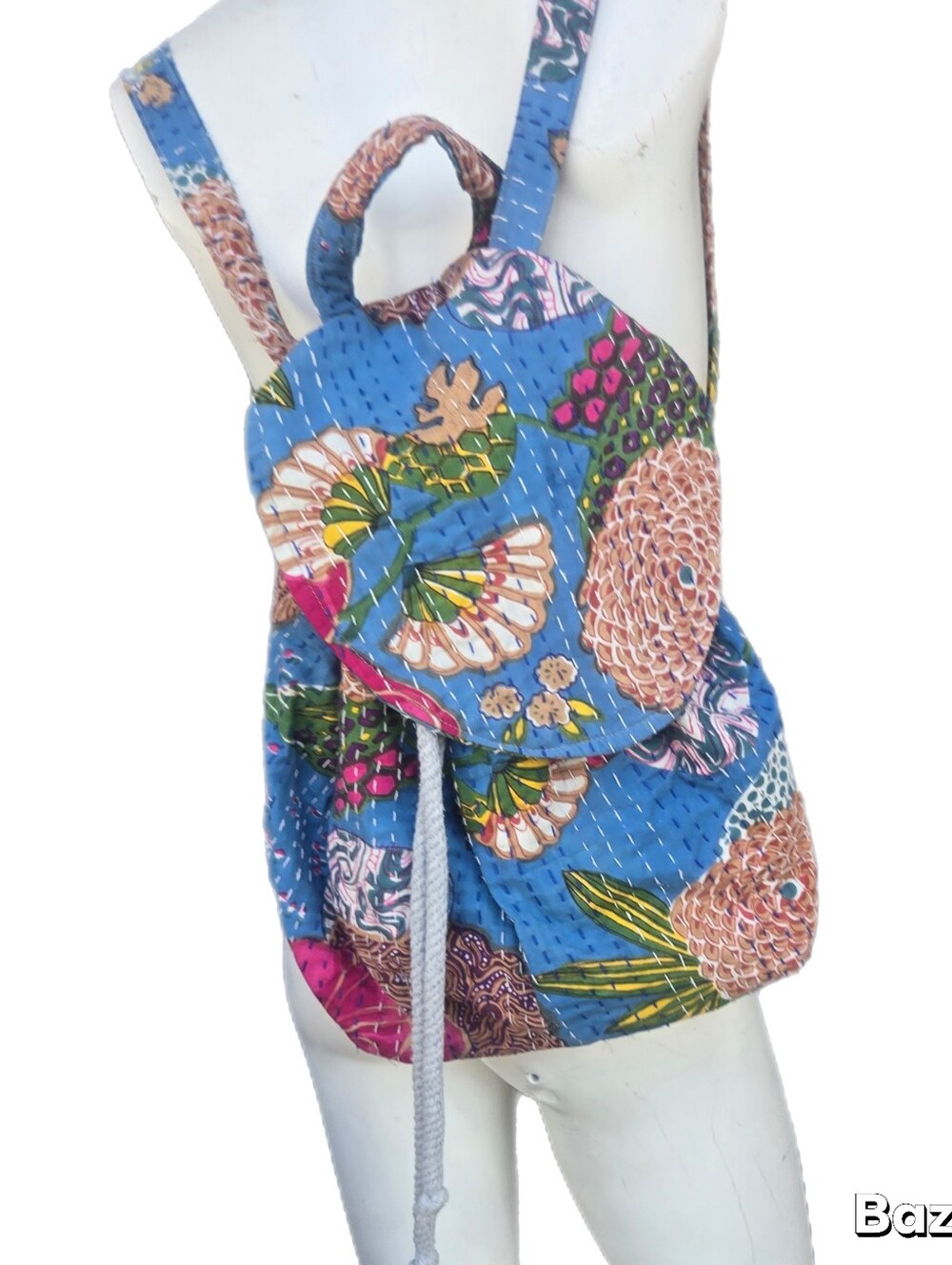 Kantha Drawstring Backpack - Picture 1 of 5